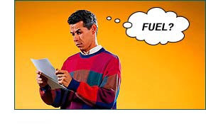 Man not understanding 'fuel'